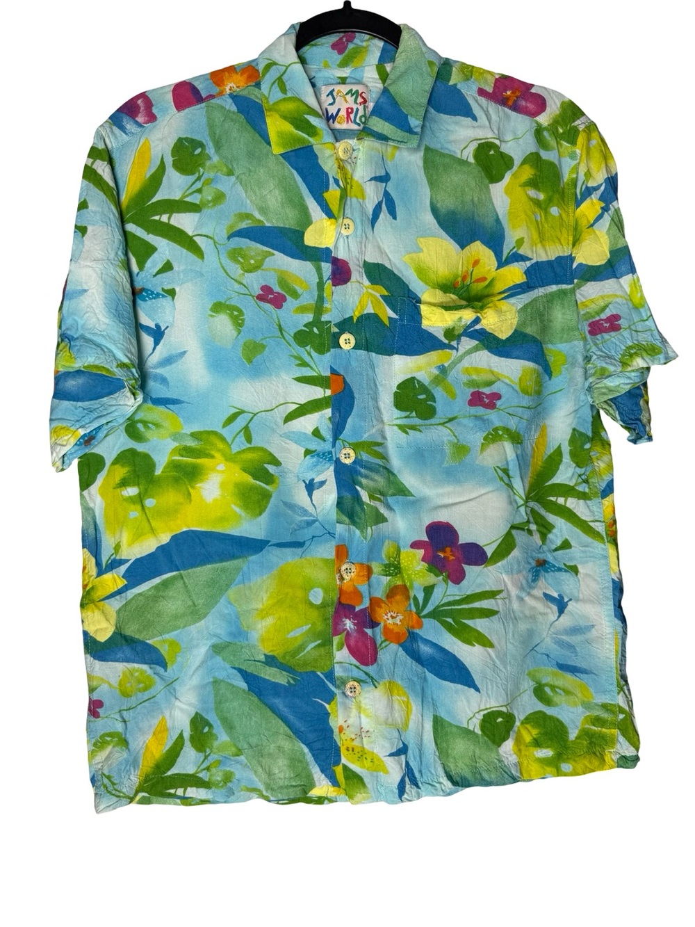Jams World Sz Small Tropical Floral Aloha Shirt Hawaiian Resort Vacation VTG